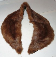 Vintage Handmade Fur Collar Scarf Shawl Wrap Cape Dark Brown 30" Nice Used Old