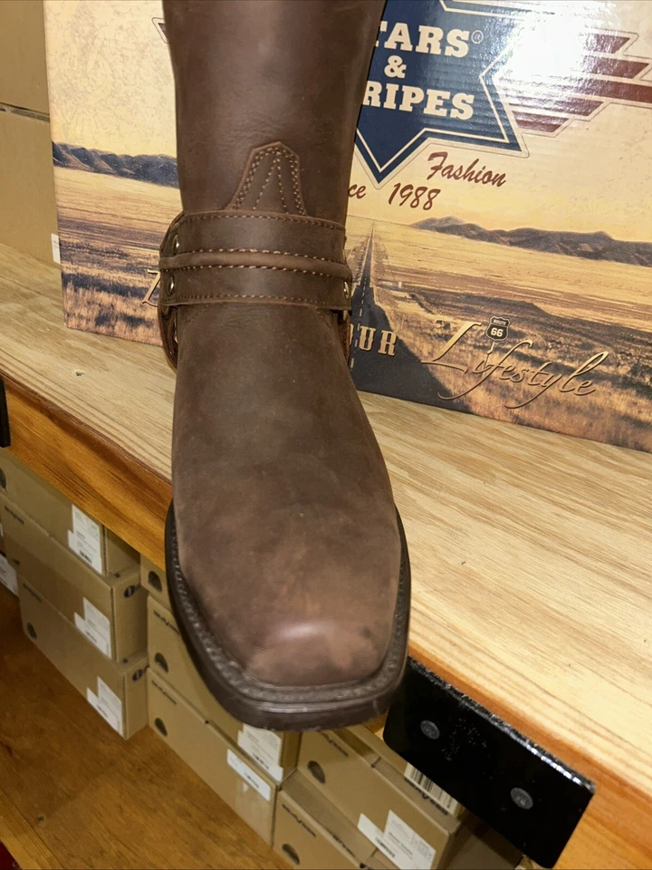 Nuevas Botas de Vaquero de Cuero Hechas a Mano Estrellas y Rayas México Cobre 9.5 Foto 4 de 4