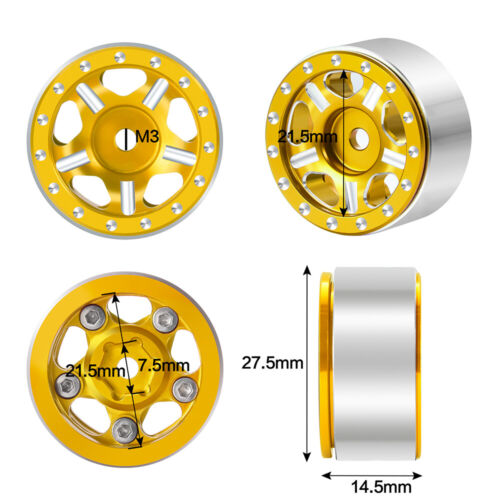 4 STCK. Metall 1,0 Zoll Beadlock Räder Felge Gummi Reifen für 1/24 Maßstab RC Raupen Auto - Bild 3 von 51
