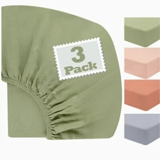 Muslin Fitted Crib Sheets 100% Cotton, Ultra-Soft 3 PACK (Green 28" X 52")