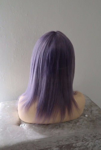 multicoloured lavender purple fringe 100% European Human hair bob bangs Wig - Picture 5 of 8