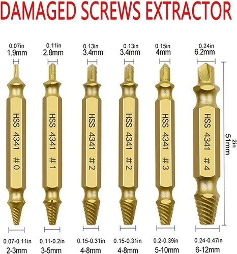 Juego de Extractor de Tornillos Despojado Daño Roto Perno Removedor Broca Kit de Herramientas de Mano - Imagen 3 de 11