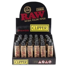 CLIPPER REFILLABLE LIGHTER RAW LOGO NATURAL CORK COVER 6 PACK - 30 PACK