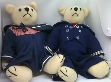 BEARS  HANDMADE JUDI HASKIN BEAR BLUE SAILOR SUITS BOY/ GIRL CRAFTS COLLECTOR