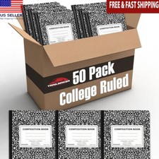 50 Pack Composition Notebooks College Ruled Durable Hard Cover School Supplies