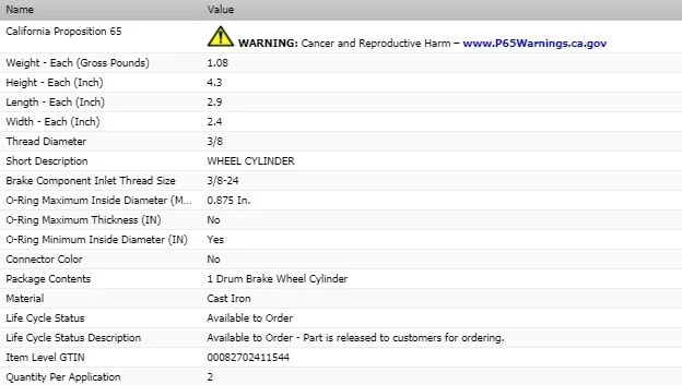 Cilindro de rueda de tambor de freno Dorman para HYUNDAI STELLAR 1985-1987 Foto 4 de 4