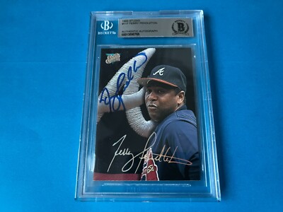 Terry Pendleton Braves 1993 Leaf Studio Card Signed Auto Beckett BAS COA