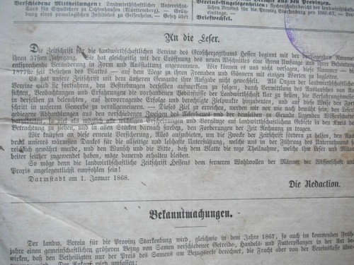 GROßHERZOGTUM HESSEN-LANDWIRTSCHAFTSGESCHICHTE 19. JHDT. VEREINS-JAHRESBAND 1868 - Bild 3 von 24