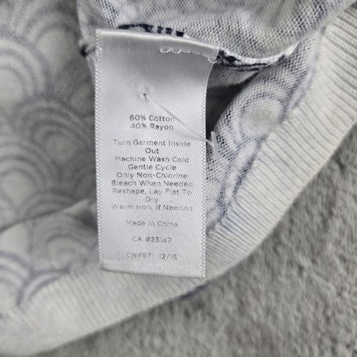 Talbots Strickjacke Damen Medium weiß dunkelblau gemustert Knopfleiste 3/4 Arm - Bild 10 von 11