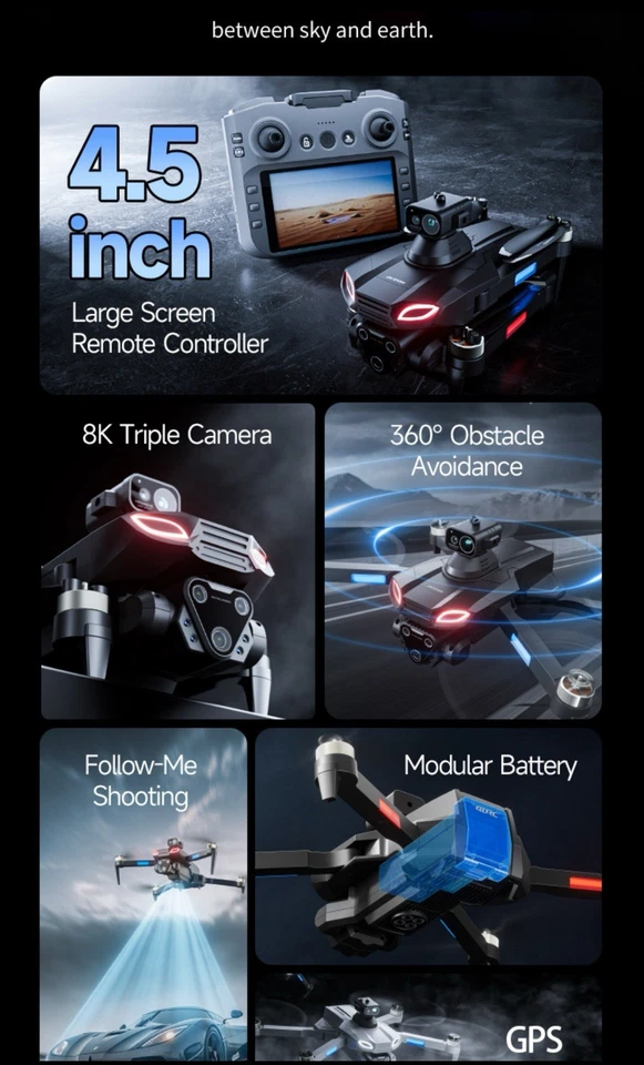 M7 Drone GPS WIFI FPV 8k HD Dual Camera 360° Obstacle Avoidance 25min Flight T - Image 3 of 4