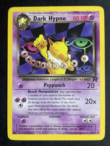 Dark Hypno 26/82 Rare Team Rocket Pokemon Unlimited Moderately Played