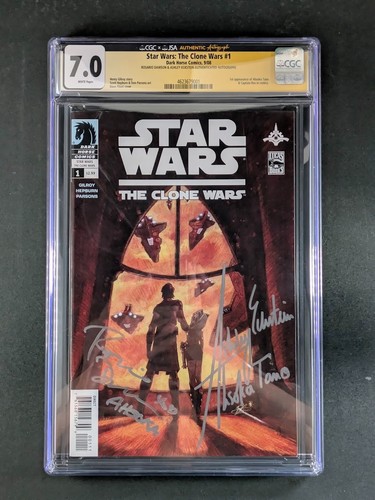 2008 Star Wars: The Clone Wars #1 signiert von Rosario Dawson/Ashley Eckstein CGC 7