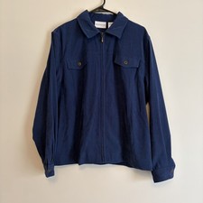 Alfred Dunner Zip Up Jacket Size 14 Blue Collared Lightweight Casual Everyday