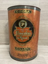 ANTIQUE EARLY 1900'S LARGE PEERLESS MAID COUNTRY STORE CANDY TIN DISPLAY 14”