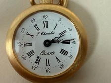 J. Chevalier Vintage Taschenuhr Mini Vergoldet Quarz Uhrenkette Sammlerstück