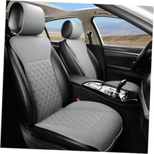 Linen Car Seat Covers-Breathable  Soft-Front Car Seat Protector 2pc Gray