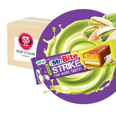 24 x 35g Mr. Bite Strike Pistazien-Karamell Waffel Thekendisplay Waffel