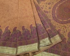 Vintage Silk Saree, 100 Pure Silk Fabric, 5 Yards Ethnic Indian Printed Sari