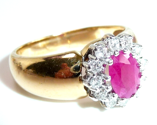 Ring 585 Gold 0.30 ct Diamanten 1.0 ct Rubin Gr: 54 änderbar 5,9gr - Bild 4 von 8