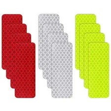 12-Pack Waterproof Reflective Safety Stickers, 1.18x3.25 Inch Self-Adhesive Warn