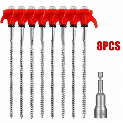 8x Bodenanker Schraubheringe mit Bit   Extra Stark für Camping,Pavillon, Zelt..