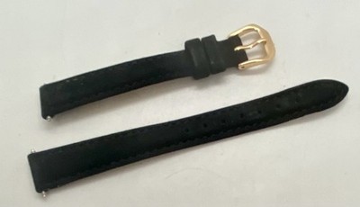 NEW KREISLER LORUS Watch Band BLACK SUEDE LEATHER 12mm Lugs With Spring Bars