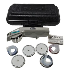 Dymo Organizer 1610 Gray Label Maker Case Extra Wheels Tape Takes 1/4" & 3/8"