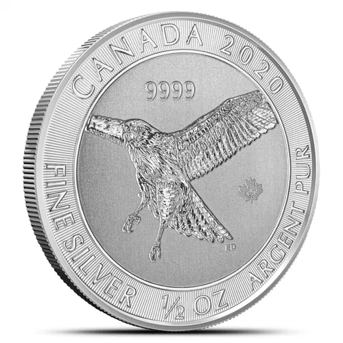 New ListingEbay Live 34.20 2020 Royal Canadian Mint Red-Tailed Hawk  1/2 oz  BU Silver Coin