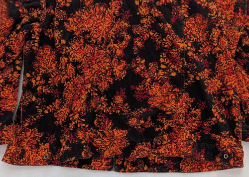 Nuovo con etichetta! LIZ & ME MARRONE ARANCIONE AUTUNNO FIORI FLOREALI ZIP VELLUTO A COSTE CAMICIA GIACCA TOP 5X - Foto 10 di 14