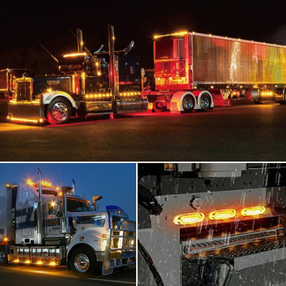 Juego de luces de señalización laterales LED ámbar para remolque de camión RV 12V 24V universales 1/2 Foto 3 de 4