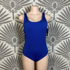 Vtg Y2K Textured One Piece Swimsuit Womens 12 Royal Blue NWT Low Back