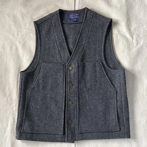 Pendleton Wool Vest Mackinaw-Like Style Gray Size M Snap Close 100% Wool - product listing photo