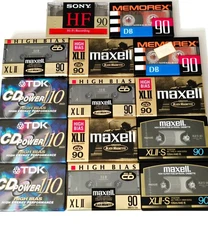 MAXELL XLII S 90 TDK SONY 14 BLANK TAPE CASSETTE LOT SEALED MEMOREX JAPAN MINT