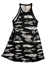 Old Navy black and white Island palm tree print size L dress