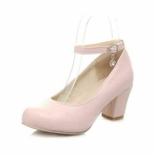 Womens Mary Janes Kitten Heel Ankle Strap Formal Ol Court Party Dress Shoes