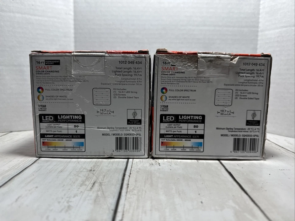 2-16ft Smart Color Changing String Lights Expansion Kit SQHDE03-5PSL Hampton Bay - Image 4 of 4