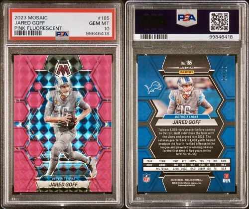 2023, mosaico Jared Goff rosa fluorescente /10 PSA 10 - Foto 2 di 5