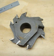 3 Wing Carbide Tipped Tongue & Groove Shaper Cutter set 1" bore 4" diameter-used