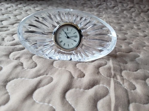 Vintage Waterford Crystal Glass Quartz Small Oval Desk Clock