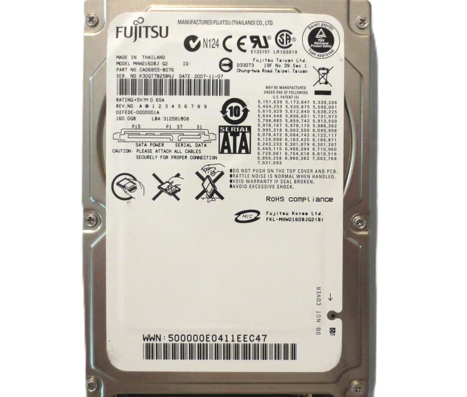 Fujitsu MHW2160BJ G2 CA06855-B076 0EFEDE-0000001A Thailand 160gb Sata 2007-11 - Image 4 of 4