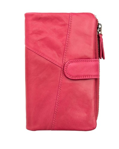 Prime Hide Crumble Large Soft Rhubarb Red Leather Wallet Purse RFID Blocking New - Picture 2 of 8