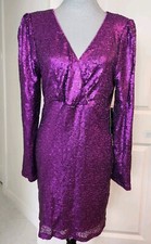 Lulus purple sequins mini dress Sz Large Poker Face Elegant Lux Lined NEW Formal