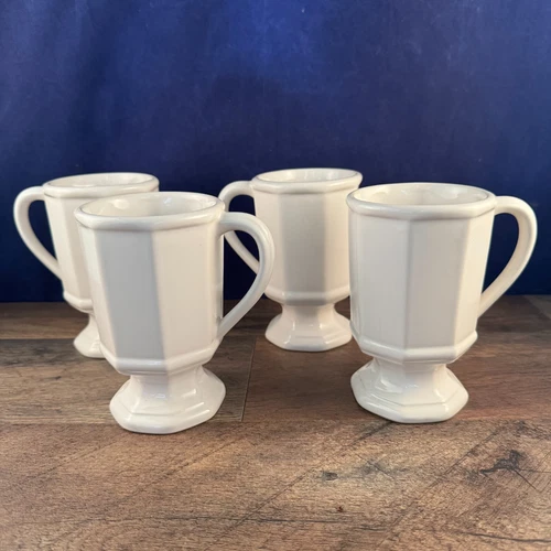 Set of 4 Vintage Pfaltzgraff Heritage White Footed Mugs Cups