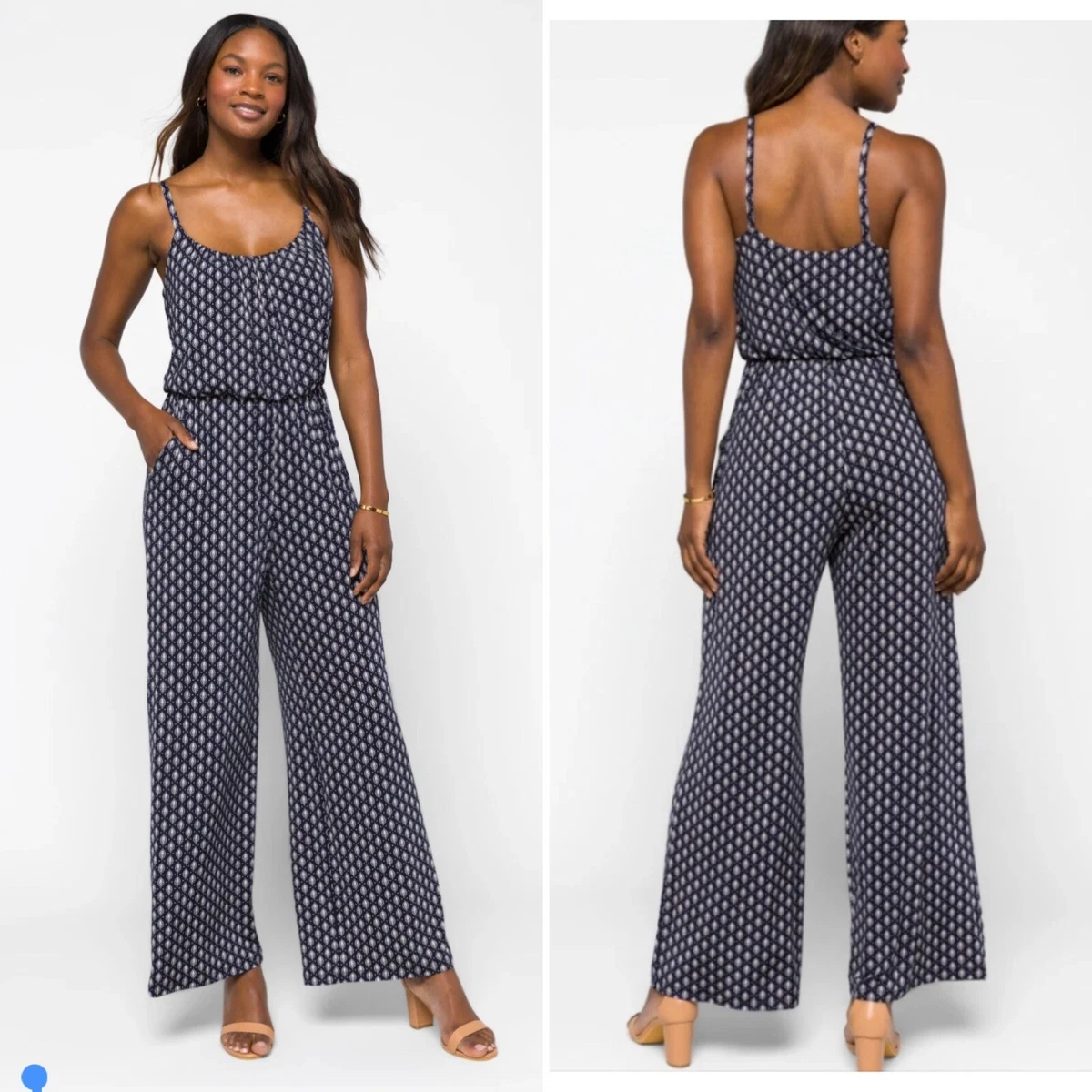 KAILEIGH Adalia Knit maxi Jumpsuit Size small boho geometric wide