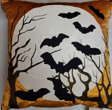 Storehouse Halloween Musical Toss Pillow 20” Bats Haunted Scene Glow in the Dark