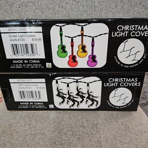 NEW 2 Sets Elvis Presley And Guitars Christmas Light Covers Graceland Attachment - Picture 6 of 8