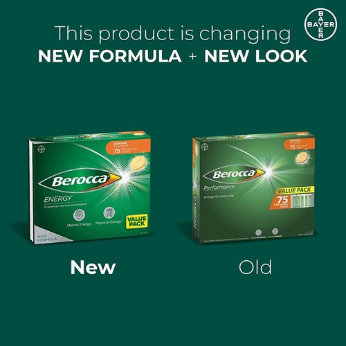 Berocca Energy Vitamin, Orange - 75 Effervescent Tablets | NEW AU FREE SHIPPING - Picture 3 of 11