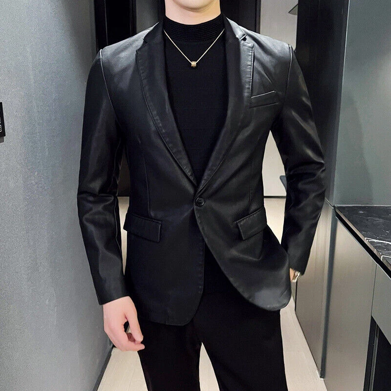 chinese dress ladies MEN LEATHER SUIT- BLACK & WHITE (50 CENT EDITION) main image 0