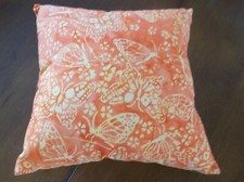 Decorative Batik Pillow Orange and Yellow Print with Yellow Backing