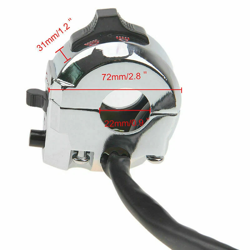 Interruptor de control de bocinas de señal de giro de haz alto/bajo cromado universal para motocicleta de 7/8" Foto 3 de 4
